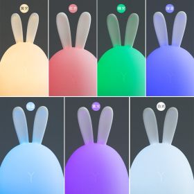 Three Color LED Silicone Night Light For Eye Protection In Bedroom (Option: Colorful Fat Rabbit-1W)