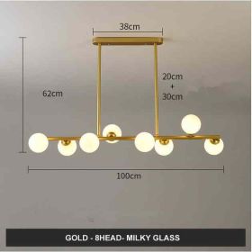 Modern Minimalist Glass Bubble Ball Lamp Nordic Restaurant (Option: Gold 8arm Milky)