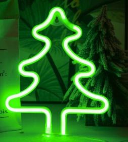 LED Neon Light, Acrylic Back Panel, Room Decoration Night Light (Option: Christmas tree green-USB)