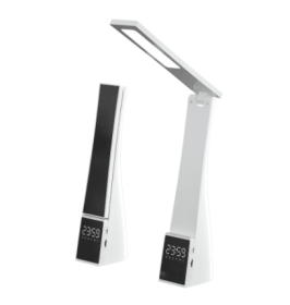 Mirror Clock Alarm Clock Audio Student Desktop Multifunctional Desk Lamp (Option: White-Chinese-USB)
