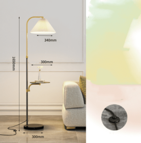 Pleated Living Room Sofa Floor Lamp Solid Wood Bedside Bedroom (Option: Black-Iron tricolor-220V US)