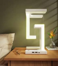 Creative Smartphone Wireless Charging Suspension Table Lamp Balance Lamp Floating For Home Bedroom (Option: White classic)