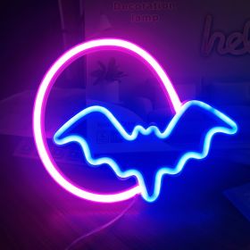 Halloween Bat Neon Lights (Option: Pink blue-USB)