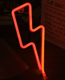 Decorative neon lights at night (Option: Red lightning)