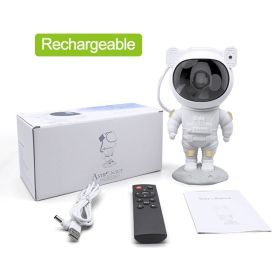 New Galaxy Star Projector Starry Sky Night Light Astronaut Lamp Home Room Decor Decoration Bedroom Decorative Luminaires Gift (Option: White rechargeable)
