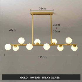 Modern Minimalist Glass Bubble Ball Lamp Nordic Restaurant (Option: Gold 10arm Milky)