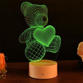 Cartoon Love Bear Series 3D Light Creative Night Light (Option: White-Colorful touch)