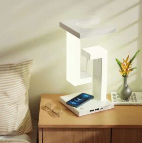 Creative Smartphone Wireless Charging Suspension Table Lamp Balance Lamp Floating For Home Bedroom (Option: White wireless charging)