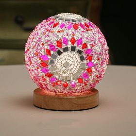 Small Night Light Bohemian Style Rechargeable Table Decorative Glass Lamp (Option: Boho powder-USB-Tricolor)