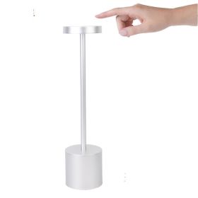 LED Aluminum Alloy Waterproof Rechargeable Desk Lamp Touch Dimming Metal Table Lamps For Bar Living Room Reading Camping Light (Option: 1800 MA-Top Touch Silver)
