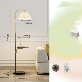 Pleated Living Room Sofa Floor Lamp Solid Wood Bedside Bedroom (Option: Black-Wireless Tmall-220V US)