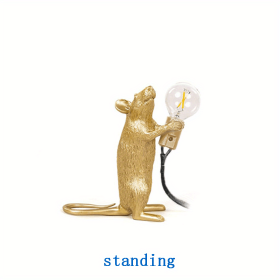Creative Nordic Resin Mouse Table Lamp Desk LED Night Lights Small Mini Rat Desk Lamps (Option: Gold-US standing)