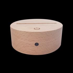 Beech  Wood Grain Touch Remote Control 3D Small Night Light (Option: Beech-Touch colorful single base)