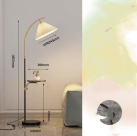 Floor Lamp Living Room Sofa Next To Bedroom Head Of Bed Wireless Upright (Option: Black-Wood plate three colors-220V US)