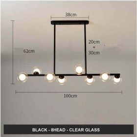 Modern Minimalist Glass Bubble Ball Lamp Nordic Restaurant (Option: Black 8arm Clear)
