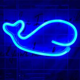 Decorative neon lights at night (Option: Whale blue light)