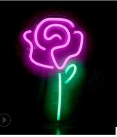 LED Neon Light, Acrylic Back Panel, Room Decoration Night Light (Option: Rose flower-USB)
