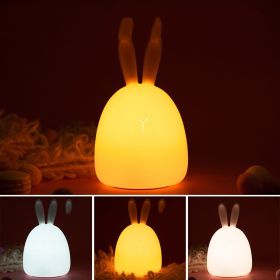 Three Color LED Silicone Night Light For Eye Protection In Bedroom (Option: Tricolor Fat Rabbit-1W)
