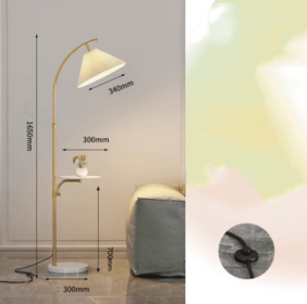 Floor Lamp Living Room Sofa Next To Bedroom Head Of Bed Wireless Upright (Option: Gold-Marble tricolor-220V US)