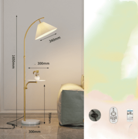 Floor Lamp Living Room Sofa Next To Bedroom Head Of Bed Wireless Upright (Option: Gold-Marble remote dimming-220V US)