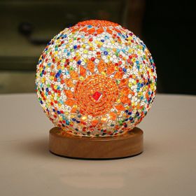Small Night Light Bohemian Style Rechargeable Table Decorative Glass Lamp (Option: Bohemian Orange-USB-Warm color)