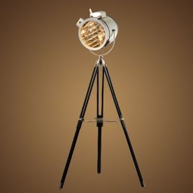 Stage Floor Lamp Industrial Style Tripod (Option: Black Silver-AU)