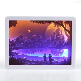 Home Photo Frame Bedside Lamp 3d Light And Shadow Paper Carving Ornaments (Option: Castle in the sky-Default USB interface-USB)