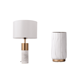 Postmodern Decorative Luxury Marble Table Lamp (Option: White marble and medium vase-US)