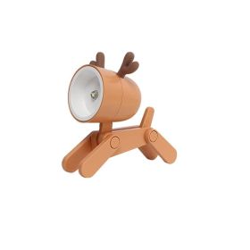 Cute Pet Mini Night Light Mini Desktop Night Light Sleep Ambience Light (Option: Deer Coffee Brown With Battery)