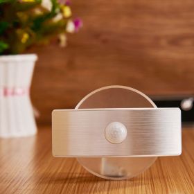 Human Inductive Rechargeable Bedroom Night Light (Option: warm light-USB-Round)