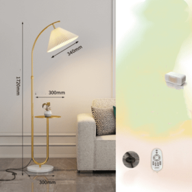 Pleated Floor Lamp Nordic Living Room Bedroom Wireless Charging Model (Option: Gold-Iron Sky Cat-220V US)