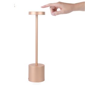 LED Aluminum Alloy Waterproof Rechargeable Desk Lamp Touch Dimming Metal Table Lamps For Bar Living Room Reading Camping Light (Option: 1800 MA-Top Touch Rose Gold)