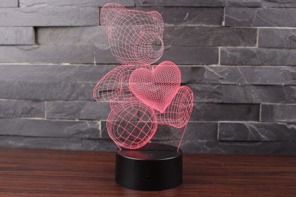 Cartoon Love Bear Series 3D Light Creative Night Light (Option: Black-Colorful touch)