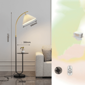 Pleated Floor Lamp Nordic Living Room Bedroom Wireless Charging Model (Option: Black-Marble Tmall-220V US)
