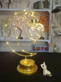 Iron Art Moon Indoor Decoration Small Night Light (Option: Love Dual Purpose-Warm color-USB)