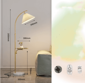 Floor Lamp Living Room Sofa Next To Bedroom Head Of Bed Wireless Upright (Option: Gold-Wireless remote dimming-220V US)