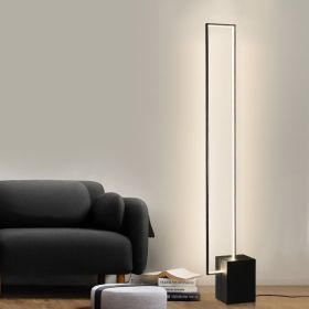 Minimalist Sand Black Floor Lamp Quadriboid Base Square Light Body (Option: Black-L27xH150CM-UK)