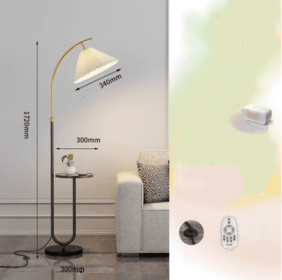 Pleated Floor Lamp Nordic Living Room Bedroom Wireless Charging Model (Option: Black-Wireless Tmall-220V US)