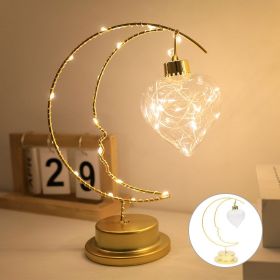 Iron Art Moon Indoor Decoration Small Night Light (Option: Love Single use-Warm color-USB)