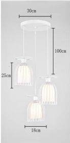 Iron Art Pendant Lamp Wine Glass Creative Personality Restaurant (Option: White 3headed disc-Warm light)