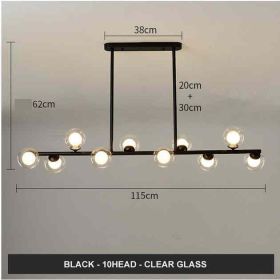 Modern Minimalist Glass Bubble Ball Lamp Nordic Restaurant (Option: Black 10arm Clear)