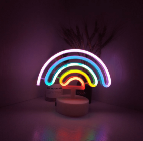 Decorative neon lights at night (Option: Rainbow)