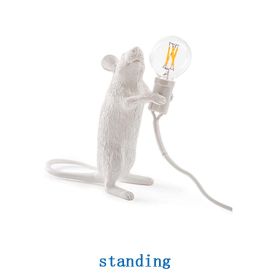 Creative Nordic Resin Mouse Table Lamp Desk LED Night Lights Small Mini Rat Desk Lamps (Option: White-US standing)