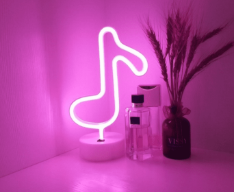 Decorative neon lights at night (Option: Pink note)