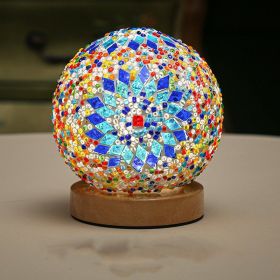 Small Night Light Bohemian Style Rechargeable Table Decorative Glass Lamp (Option: Boho blue-USB-Remote control warm color)