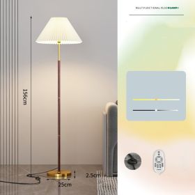 Living Room Sofa Cloth Retro Bedside Study Upright Desk Lamp (Option: Beige remote control-US)