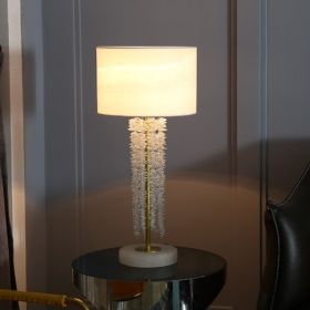Modern French All-copper Waterfall Crystal Marble Desk Lamp (Option: Table lamp-Dimming switch-220V US)
