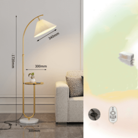 Pleated Floor Lamp Nordic Living Room Bedroom Wireless Charging Model (Option: Gold-Wireless Tmall-220V US)